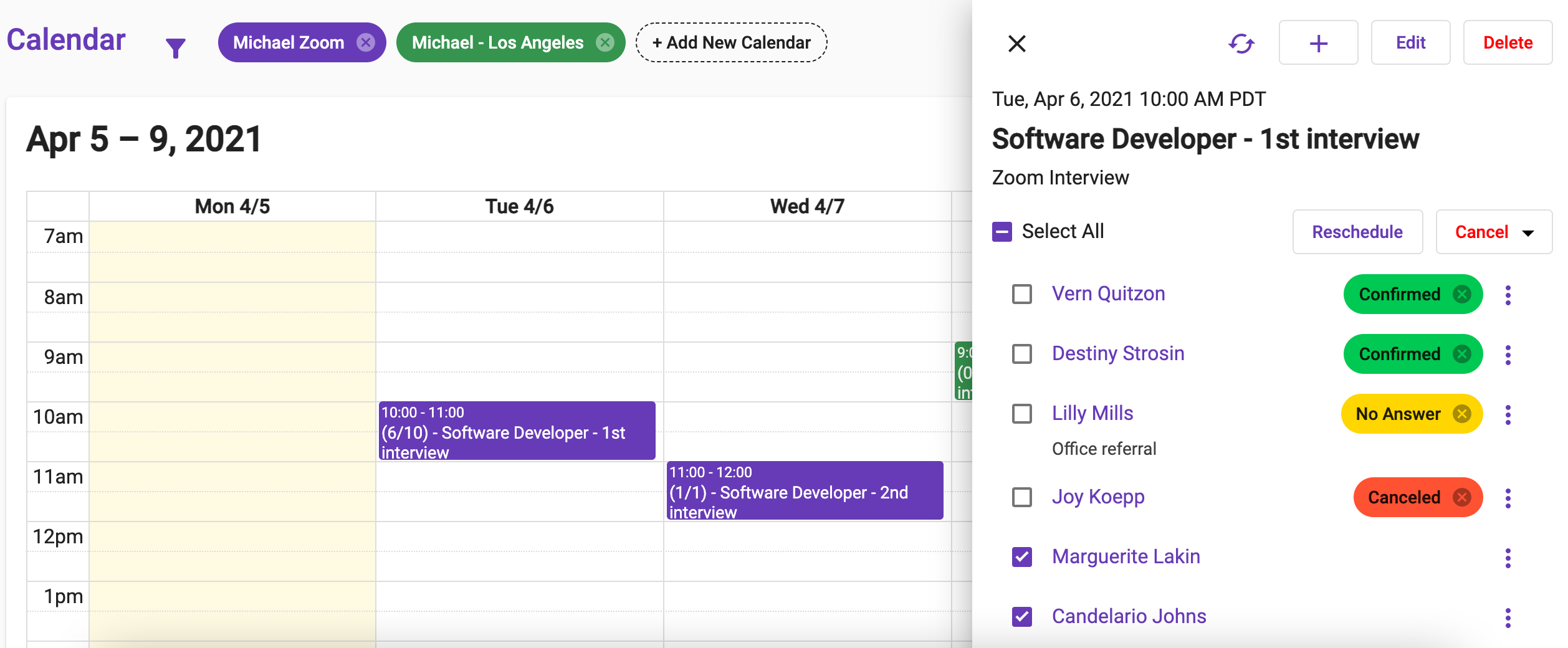 Scheduled Applicants Management