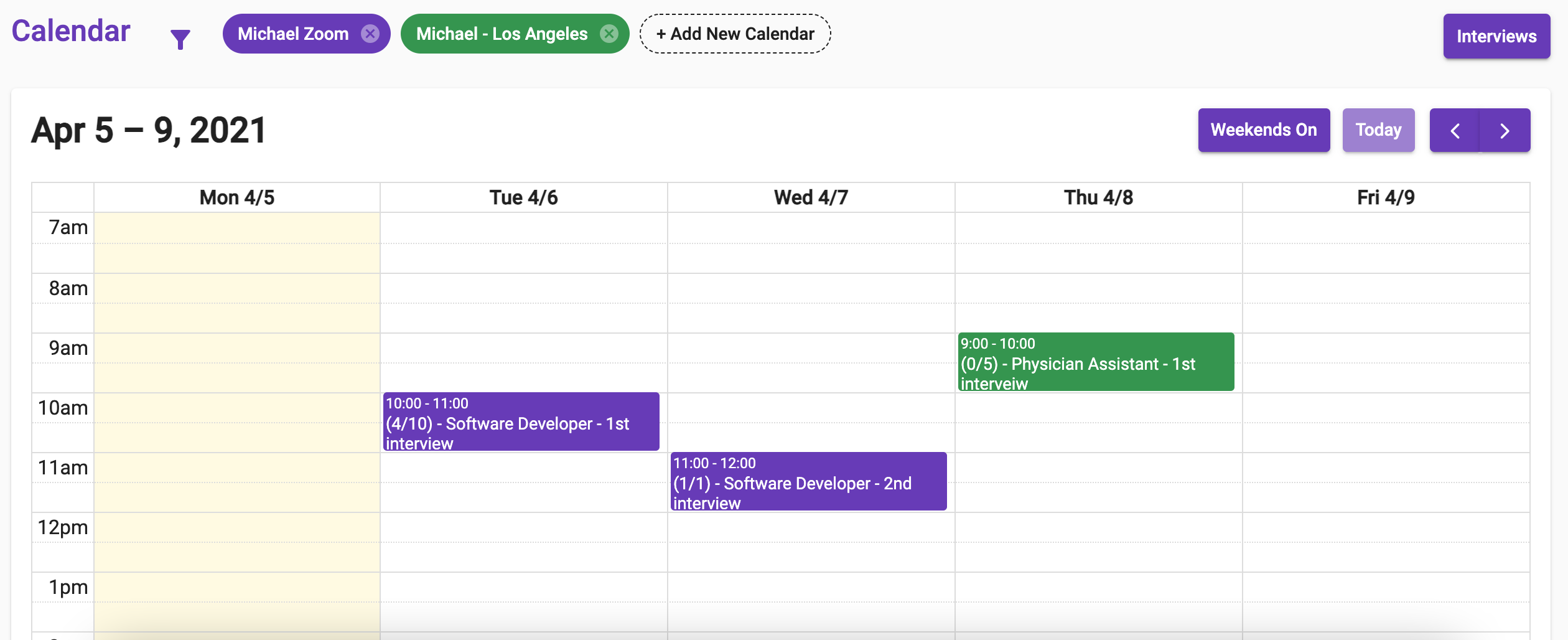 Interview Calendar